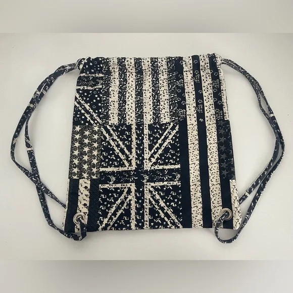 Aphorism by Anthropologie British Flag Print Canvas Drawstring Backpack Bag - Picture 1 of 7